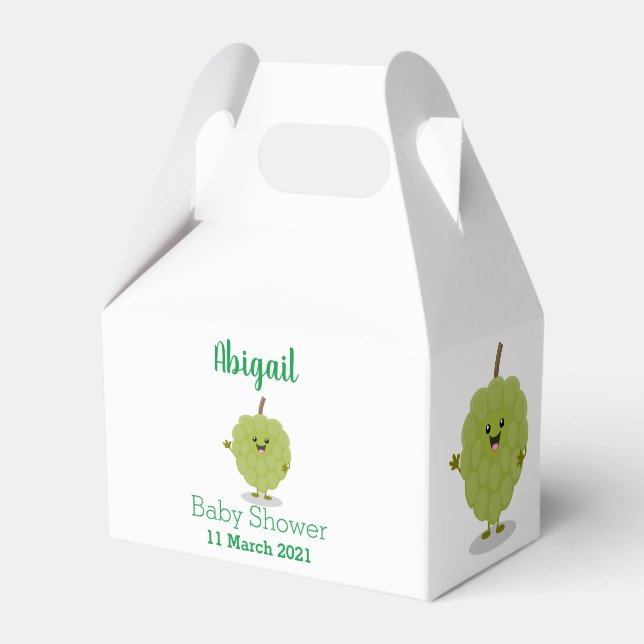 Cute custard apple cherimoya cartoon favor boxes (Front Side)