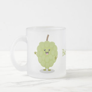Cute custard apple cherimoya cartoon frosted glass coffee mug