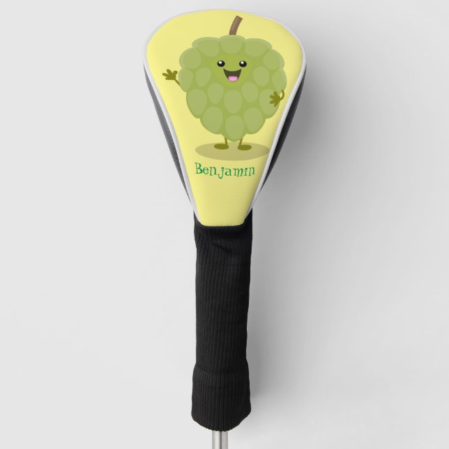 Cute custard apple cherimoya cartoon  golf head cover (Front)