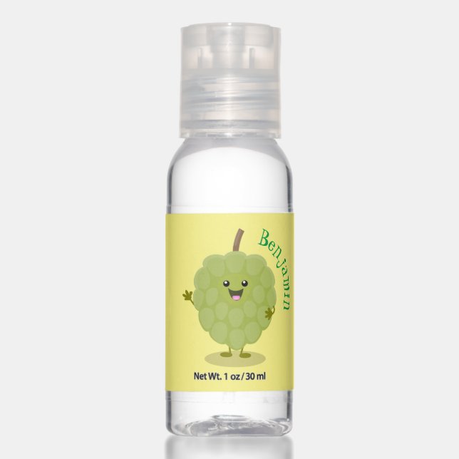 Cute custard apple cherimoya cartoon hand sanitizer (Front)