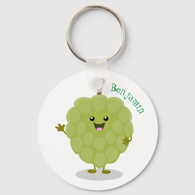 Cute custard apple cherimoya cartoon keychain (Front)