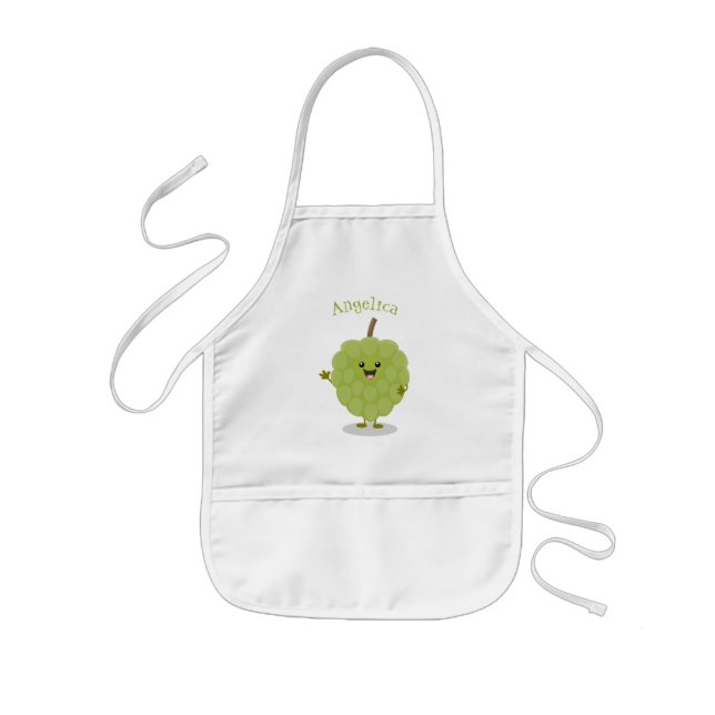 Cute custard apple cherimoya cartoon kids' apron (Front)