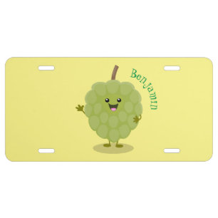 Cute custard apple cherimoya cartoon   license plate