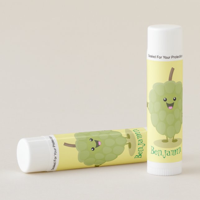 Cute custard apple cherimoya cartoon lip balm (Front)