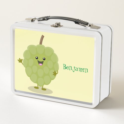 Cute custard apple cherimoya cartoon metal lunch box