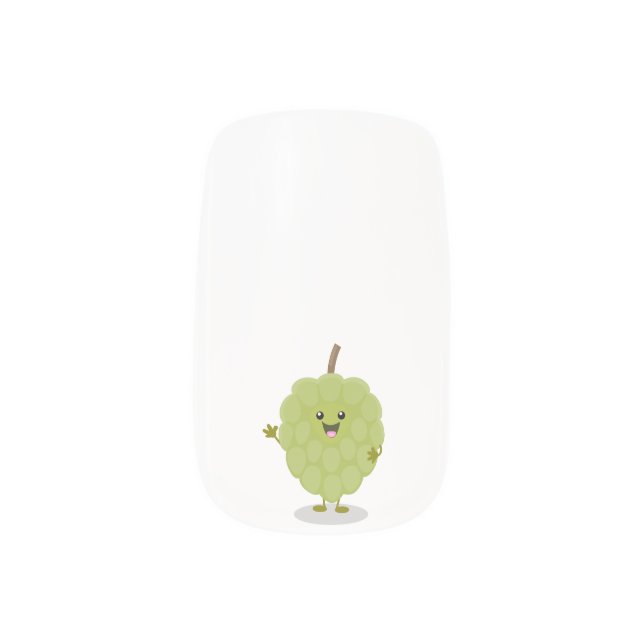 Cute custard apple cherimoya cartoon minx nail art (Left Thumb)