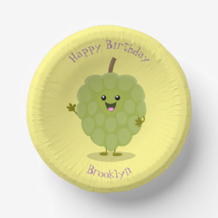Cute custard apple cherimoya cartoon paper bowls