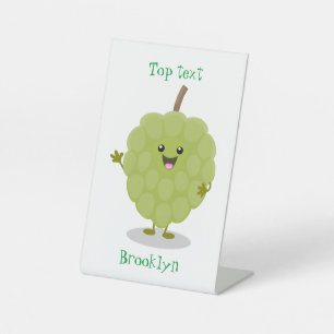 Cute custard apple cherimoya cartoon pedestal sign