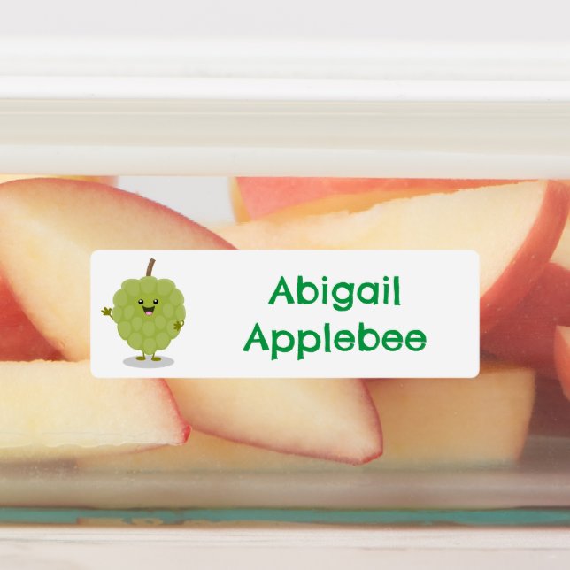 Cute custard apple cherimoya cartoon personalized labels (Affixed)