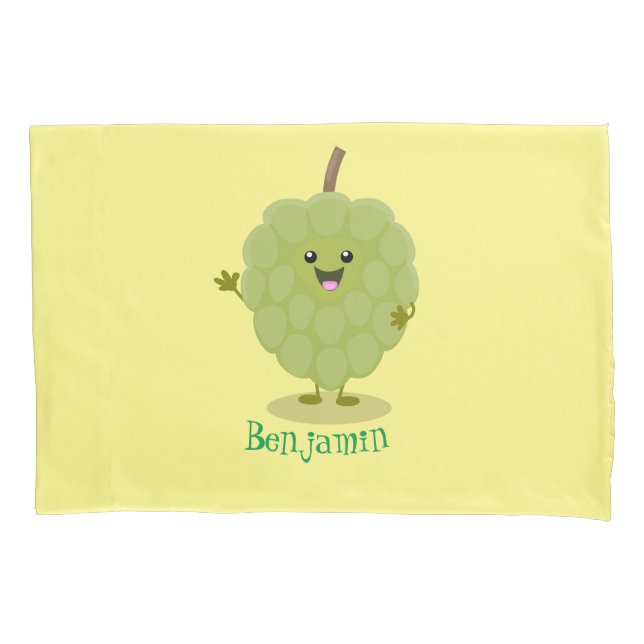Cute custard apple cherimoya cartoon  pillow case (Front)