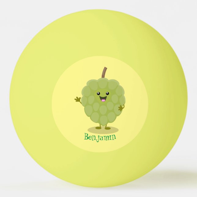 Cute custard apple cherimoya cartoon ping pong ball (Front)