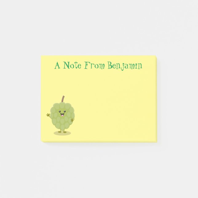 Cute custard apple cherimoya cartoon  post-it notes (Front)