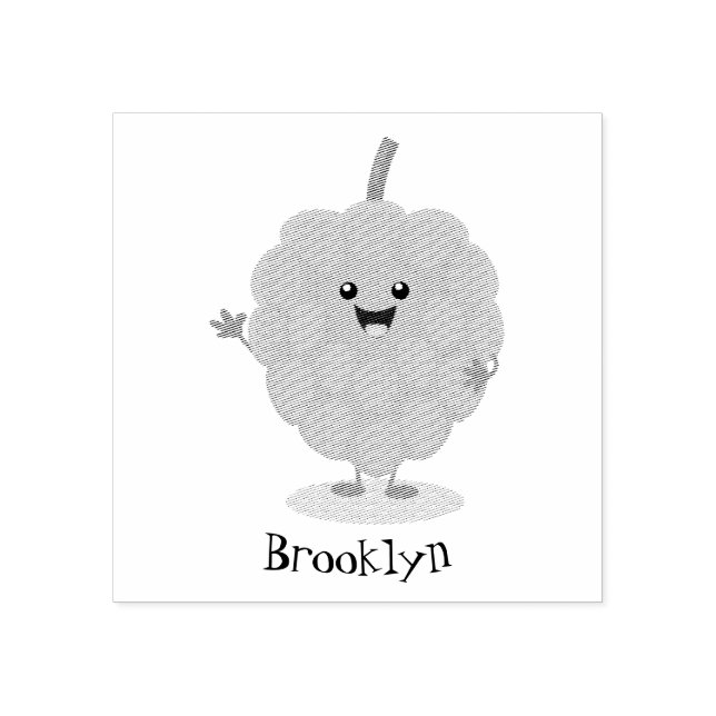 Cute custard apple cherimoya cartoon rubber stamp (Imprint)