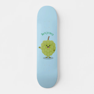 Cute custard apple cherimoya cartoon skateboard