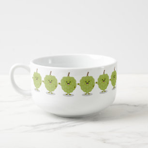 Cute custard apple cherimoya cartoon soup mug