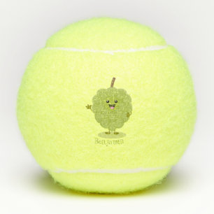 Cute custard apple cherimoya cartoon tennis balls
