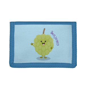 Cute custard apple cherimoya cartoon tri-fold wallet