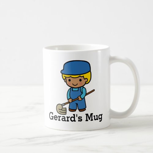 Cute Custodian with Mop Coffee Mug