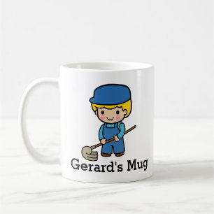 Cute Custodian with Mop Coffee Mug