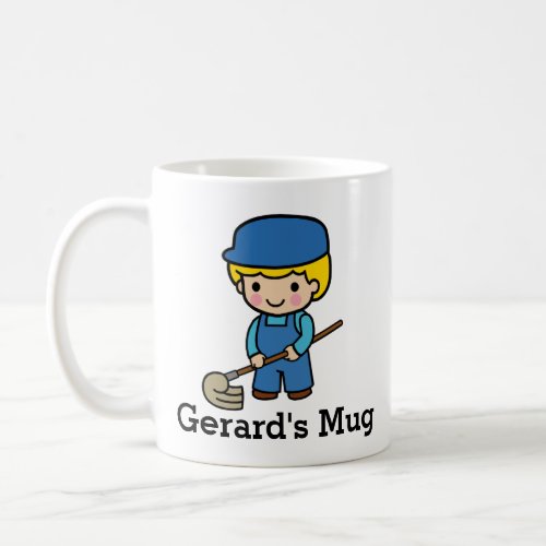 Cute Custodian with Mop Coffee Mug