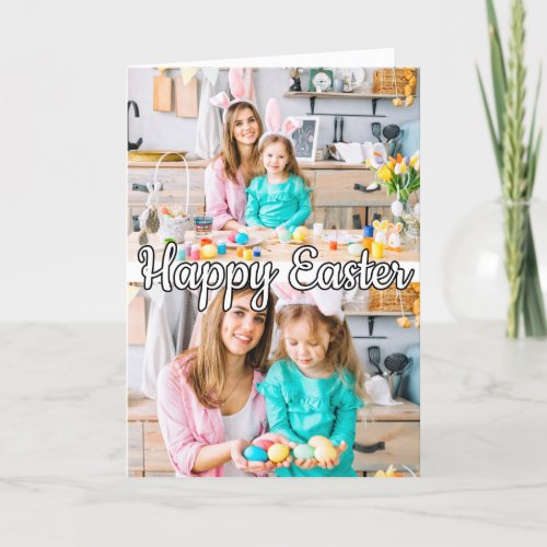 Cute Custom 2_photo Family Easter Holiday Card
