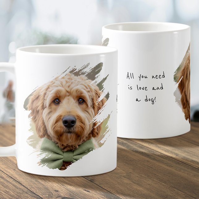 Cute Custom 2 Photo Paint Brushstroke I Love Dogs Coffee Mug (Creator Uploaded)