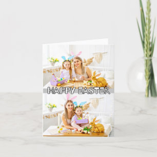Cute Custom 2-photos Family Happy Easter Holiday Card