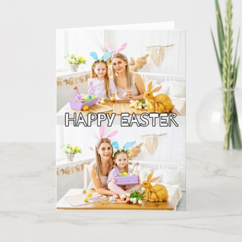 Cute Custom 2_photos Family Happy Easter Holiday Card