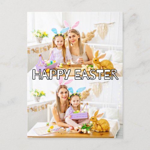 Cute Custom 2_photos Family Happy Easter Postcard