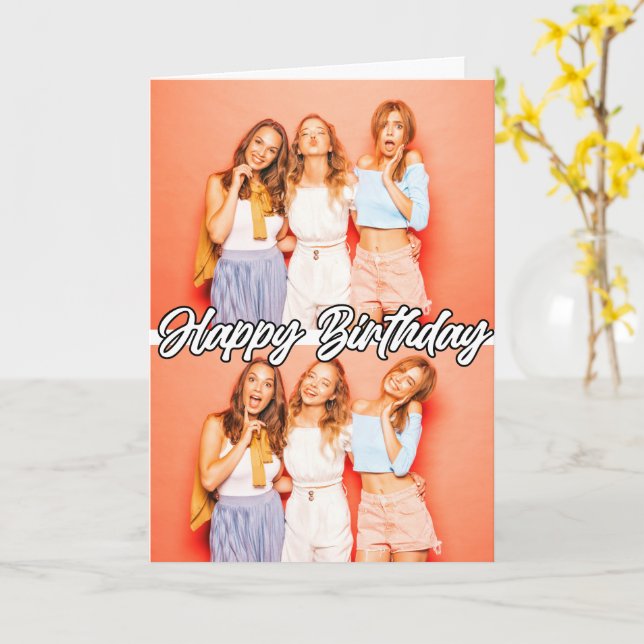 Cute Custom 2-photos Template Happy Birthday (Yellow Flower)