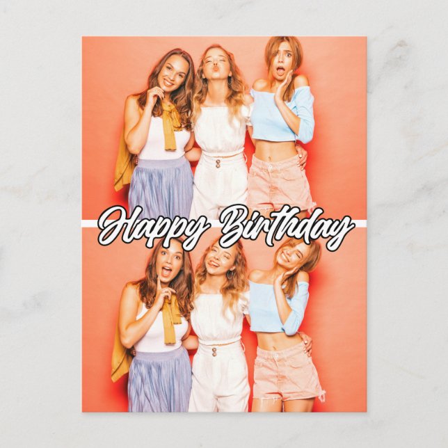 Cute Custom 2-photos Template Happy Birthday Postcard (Front)