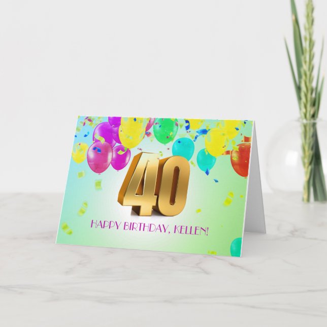 Cute, Custom 40th Birthday Card (Front)