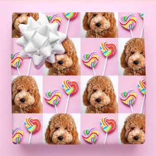 Cute Custom 4 Photos Collage Modern Pattern Family Wrapping Paper