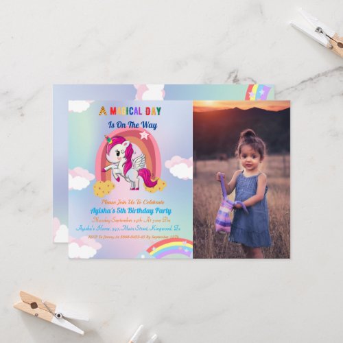  Cute  custom 5th Unicorn Birthday Party  Invit In Invitation