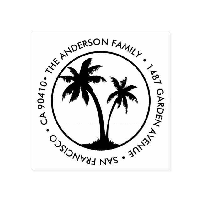 Cute custom address stamp with palm trees (Imprint)