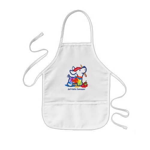 Cute Custom Arf_tistic Pawcasso Dog Silhouette Kids Apron