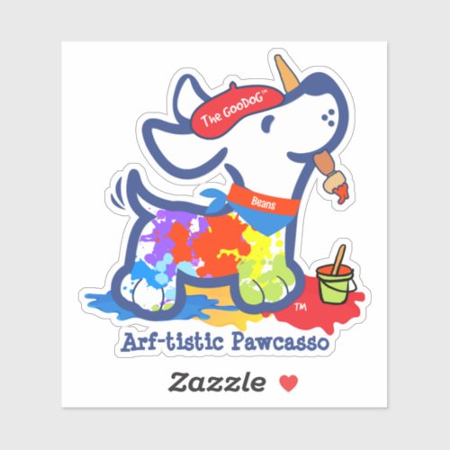 Cute Custom Arf_tistic Pawcasso Dog Silhouette Sticker