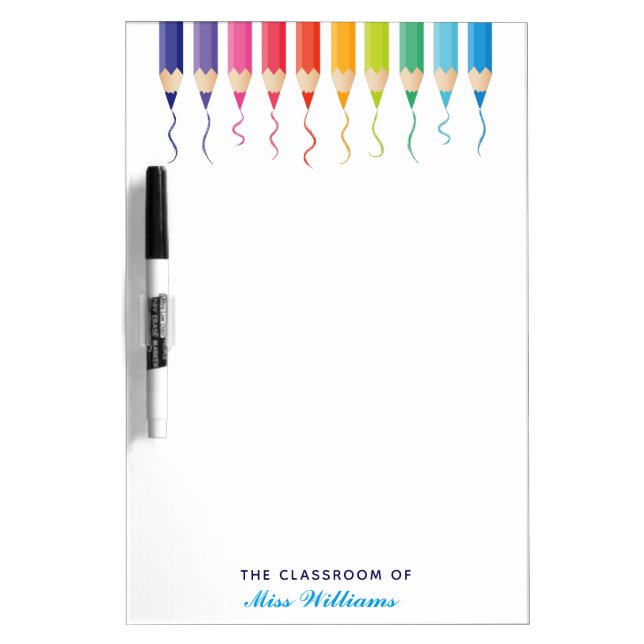 Cute Custom Art Teacher Rainbow Artistic Dry Erase Board (Front)