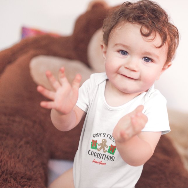 Cute Custom Baby's First Christmas Gingerbread Man Baby Bodysuit (Creator Uploaded)
