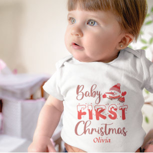Cute Custom Baby's First Christmas Snowman Snow Baby Bodysuit
