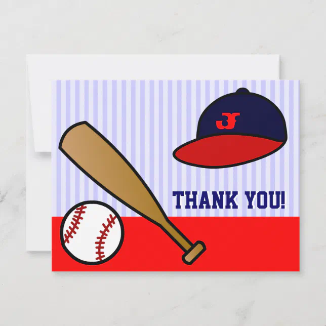 Cute Custom Baseball Flat Thank You Note Card | Zazzle