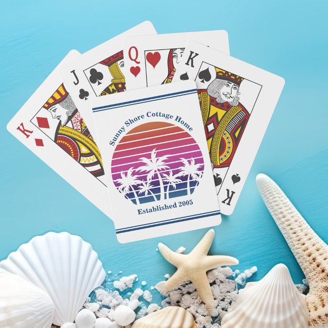Cute Custom Beach House Palm Trees Poker Cards (Creator Uploaded)