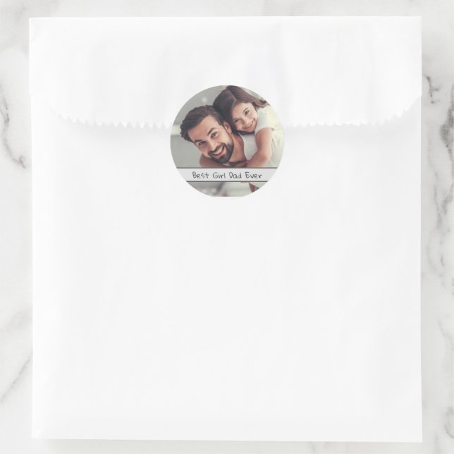 Cute Custom Best Girl Dad Ever Photo Classic Round Sticker (Bag)