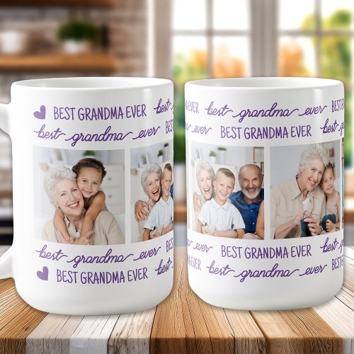 Cute Custom Best GRANDMA Ever 4 Photo Collage Coffee Mug