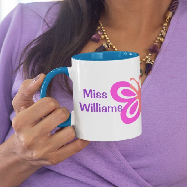 Cute Custom Best Teacher Butterfly Quote Gift Mug (Creator Uploaded)