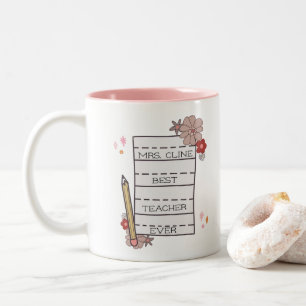 Cute Custom Best Teacher Two-Tone Coffee Mug