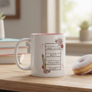 Cute Custom Best Teacher  Two-Tone Coffee Mug