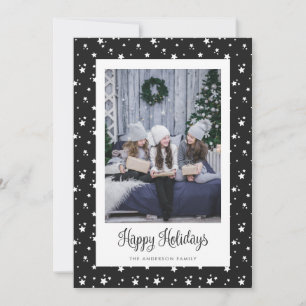 Cute Custom Black Stars Photo Holiday Card