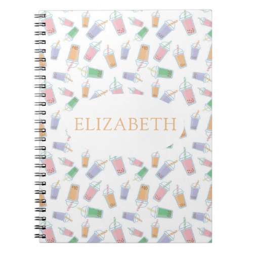 Cute Custom Bubble Tea Boba Pastel Notebook