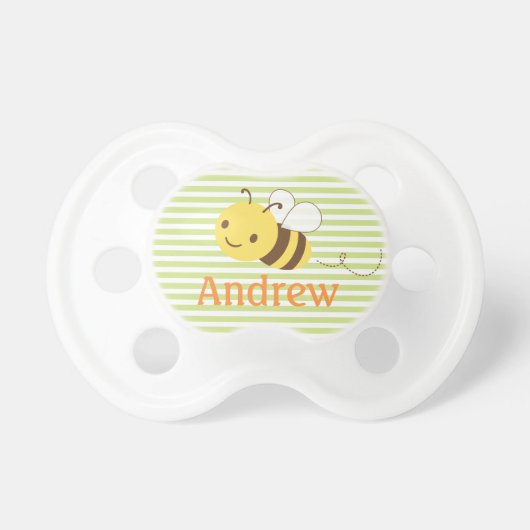 Cute Custom Bumblebee Pacifier w Baby's Name (Front)